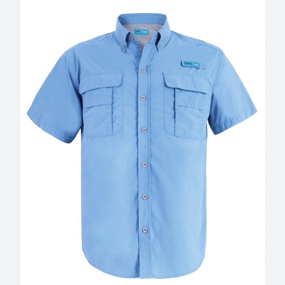 TUNA blue athletic outdoor button down shirt size 3XL